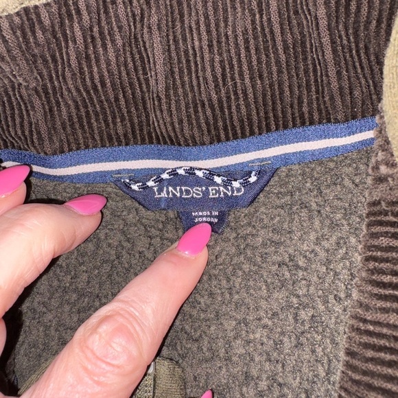 Lands' End Green Zip Up Sweater with Textured Knit size XL 46/48 - Picture 2 of 4